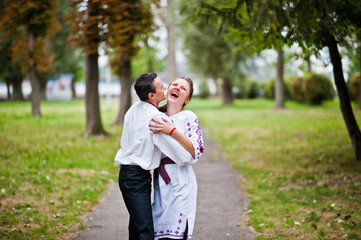 Fototapeta premium Couple on traditional dress in love