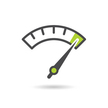 Colorful Info-graphic gauge element. Speedometer icon or sign with arrow. Vector.
