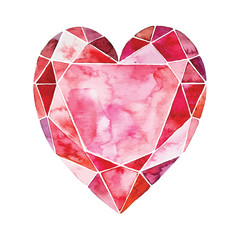 Watercolor illustration of heart in the form of a diamond. vector element for your design. Can be used for wedding invitation, card for Valentine's Day or card about love