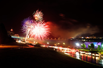 Fototapeta premium Fireworks over Niagara Falls