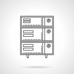 Bakery oven with switches flat line vector icon