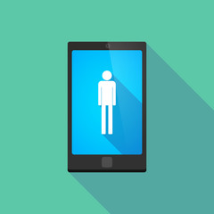 Long shadow phone icon with  a male pictogram