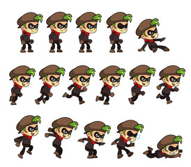 Thief Boy game sprites for side scrolling action adventure endless runner 2D mobile game.