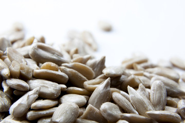 Sunflower Seeds on a Bright Background Viewed Up Close