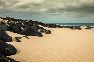 Beautiful beach las conchas,on La Graciosa, a small island near