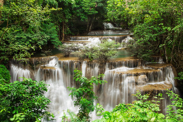 Naklejka na ściany i meble The fourth level of Huai Mae Kamin Waterfall in Kanchanaburi,Tha