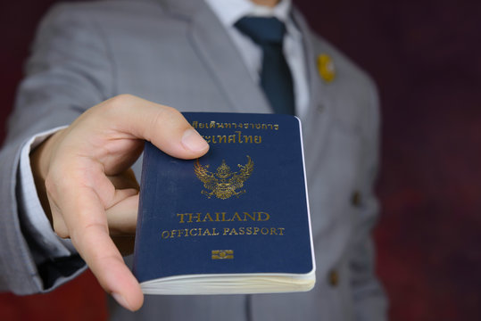 businessman showing passport, travel aboard, business trip
