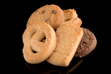 Butter cookies on black