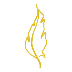 Golden yellow velvet feather symbol isolated 