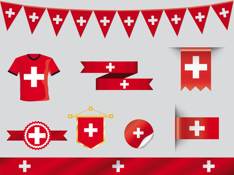 Schweiz Fahne buttons und Sticker 