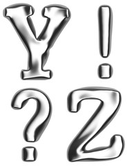 Metallic or silver alphabet on white background.  Added clipping path