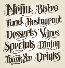 Hand drawn lettering for restaurant menu boards - 101254031