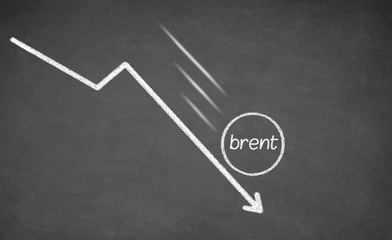 Falling Oil.  Arrow falling down.