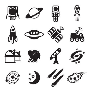 Space and astronomy icons set. Vector eps 10.