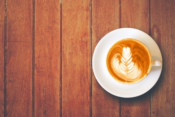 coffee latte in coffee shop vintage color