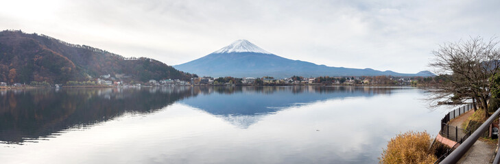 Fuji mountain under cloudy sky