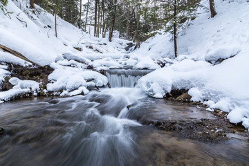 Weaver's Creek Falls Winter View in Owen Sound, Ontario, Canada