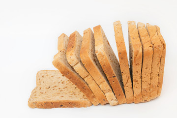 sliced bread on white background