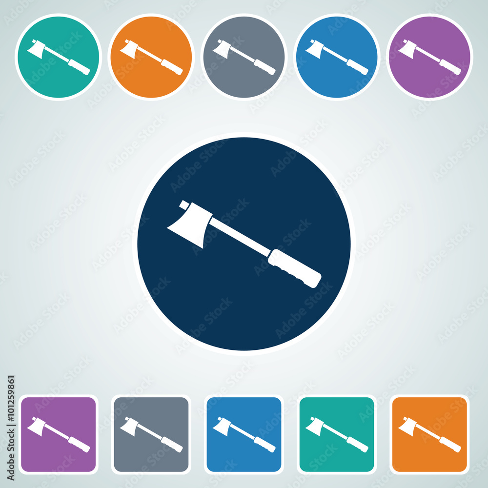 Poster icon of axe in multi color circle & square shape. eps-10.