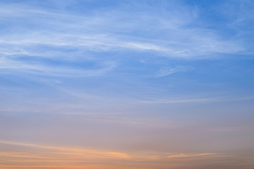 twilight sky with blue and orange color in evening