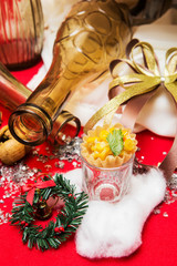 Luxury banquet table setting in restaurant. Table with the wineg