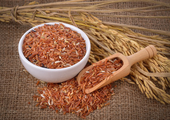 red rice on white background