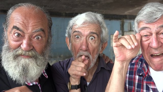 Elderly Men Acting Silly