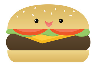Cute smiling cheeseburger