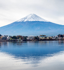 Fuji mountain under cloudy sky