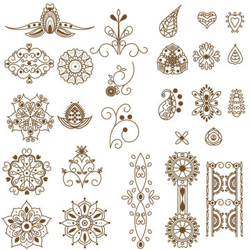 Henna tatoo elements