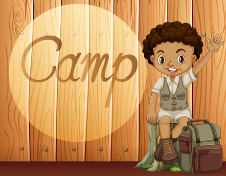 African American Boy In Camping Outfit