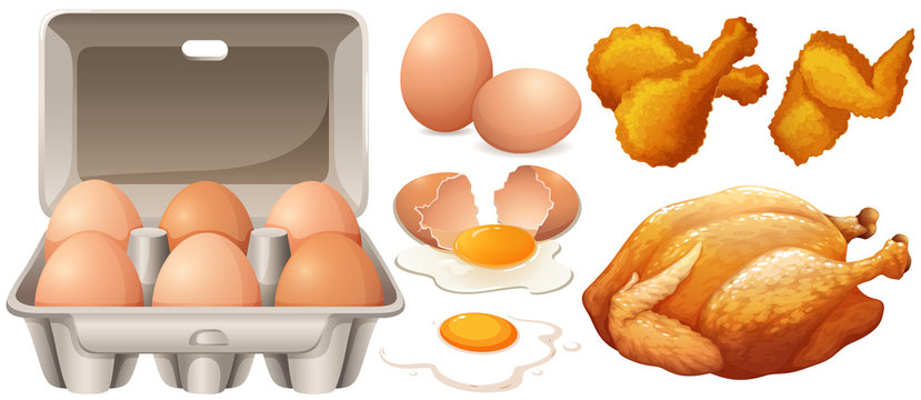 Eggs and fried chicken