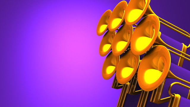 Fanfare On Purple Text Space