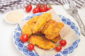 slices of chicken fillet breaded