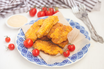 slices of chicken fillet breaded