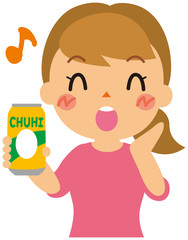 缶チューハイを持った女性