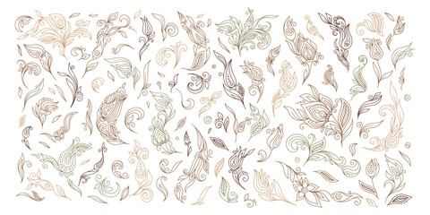 Henna floral tattoo doodle vector elements on white background - 101266488