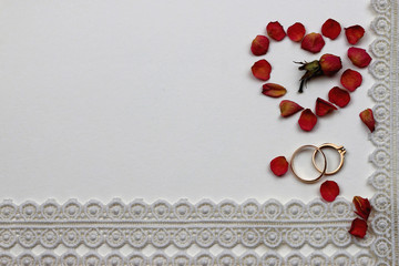 wedding background white lace rose ring
