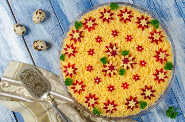 Vegetable salad with spring decoration