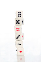 toy dices on white background ,selective focus