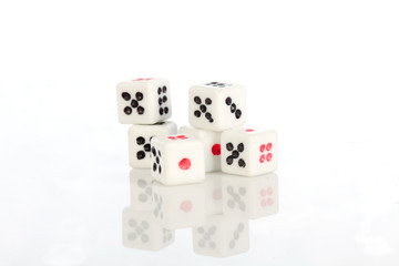 toy dices on white background ,selective focus