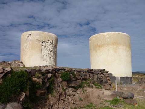 pre-incan burrial site sillustani with chulpas