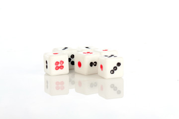 toy dices on white background ,selective focus