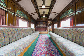 Luxurious vintage train carriage