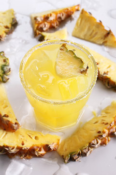 Fresh pineapple juice in the glass.