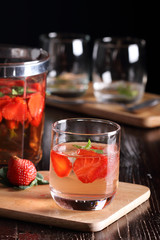 strawberry cocktail with mint.