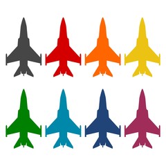 Fighter plane icons set