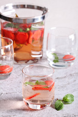 strawberry cocktail with mint.