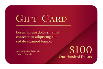 Luxury simple gift card in red color with golden text