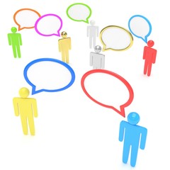 people with talk bubbles isolated over a white background